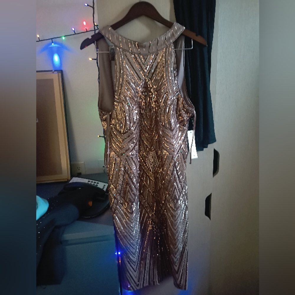 Elegant Gold Sequin Dress